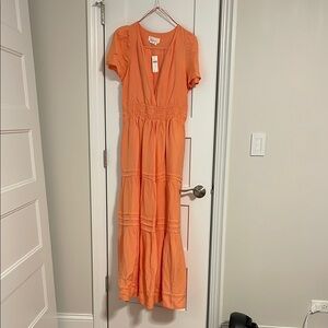 Anthropologie Sunset Orange Maxi Dress